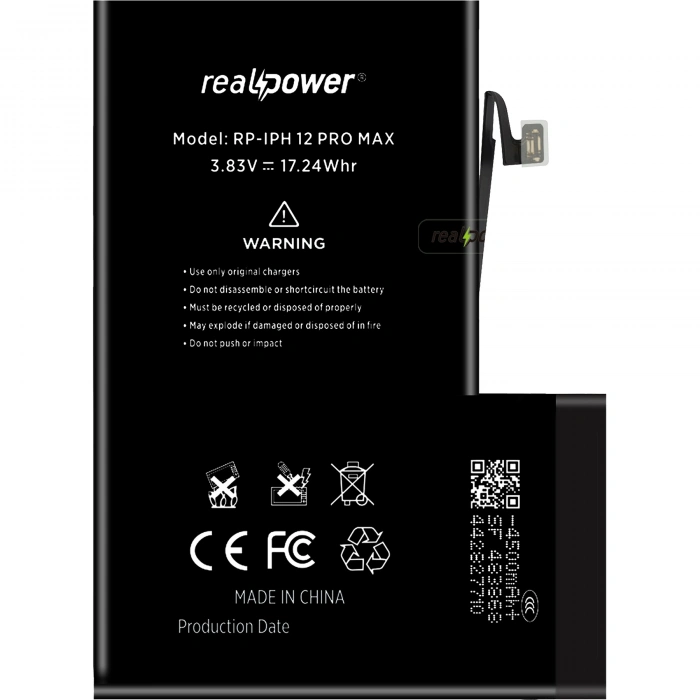 RealPower Apple Uyumlu iPhone 12 Pro Max Batarya 4500mAh Yüksek Kapasiteli Güçlendirilmiş Pil