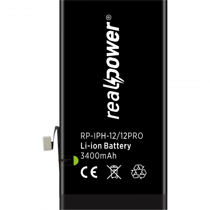 RealPower Apple Uyumlu iPhone 12 Pro Batarya 3400mAh Yüksek Kapasiteli Güçlendirilmiş Pil
