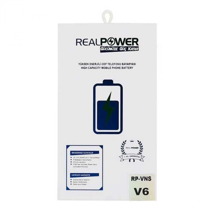RealPower Vestel Uyumlu Venüs V6 Batarya 3366mAh Li-Polymer Uzun Ömürlü Pil