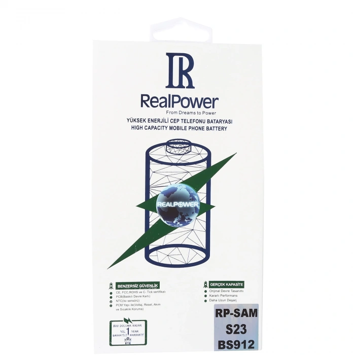 RealPower Samsung Uyumlu Galaxy S23 S912 Batarya Li-Polymer Uzun Ömürlü Pil
