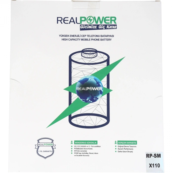 RealPower Samsung Uyumlu Galaxy Tab A9 8.7 İnç X110 Batarya 5100mAh Li-Polymer Uzun Ömürlü Pil