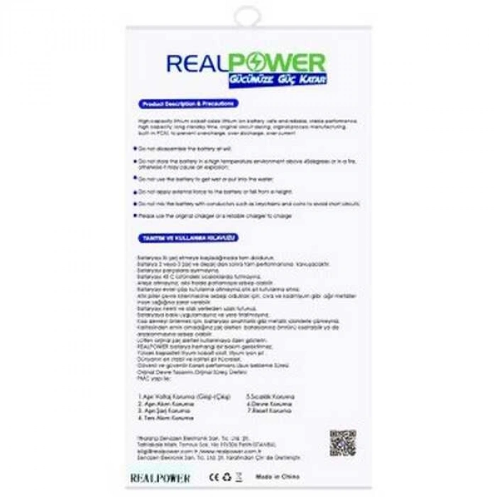 RealPower Huawei Uyumlu Y6 2019 Batarya 3120mAh Li-Polymer Uzun Ömürlü Pil