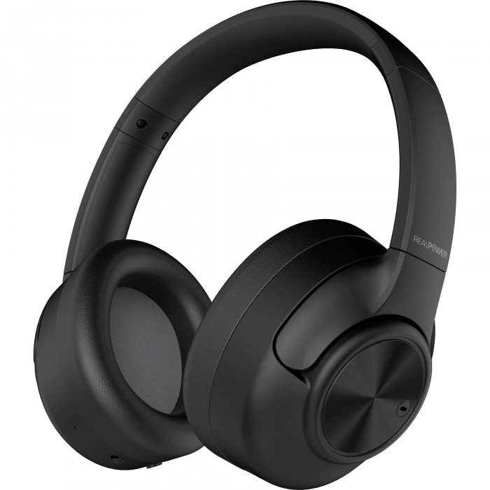 Realpower RealBuds Max Bluetooth Kulaküstü Kulaklık Siyah ANC + ENC Gürültü Önleyici Dokunmatik Kontrol HD Mikrofonlu Type-C Hızlı Şarjlı RP-RBM