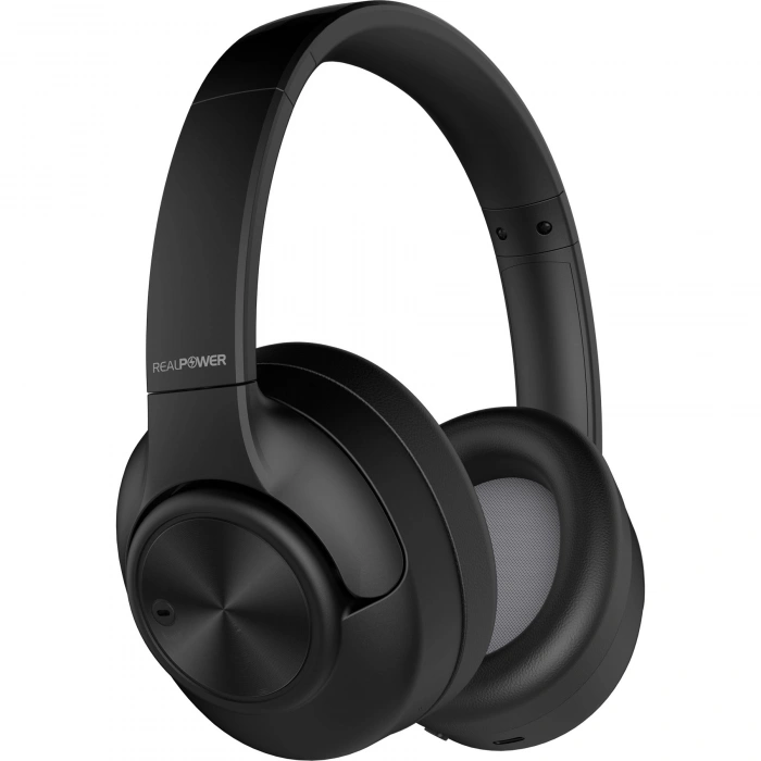 Realpower RealBuds Max Bluetooth Kulaküstü Kulaklık Siyah ANC + ENC Gürültü Önleyici Dokunmatik Kontrol HD Mikrofonlu Type-C Hızlı Şarjlı RP-RBM