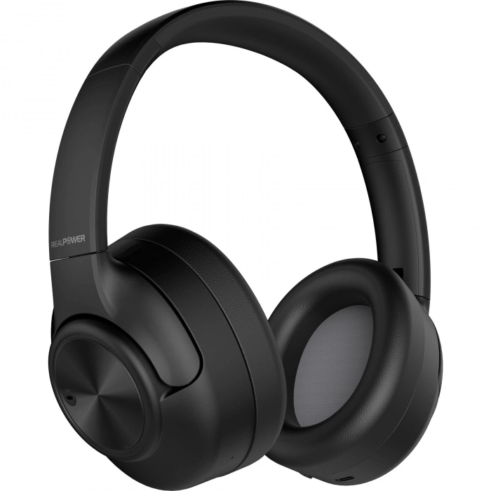 Realpower RealBuds Max Bluetooth Kulaküstü Kulaklık Siyah ANC + ENC Gürültü Önleyici Dokunmatik Kontrol HD Mikrofonlu Type-C Hızlı Şarjlı RP-RBM