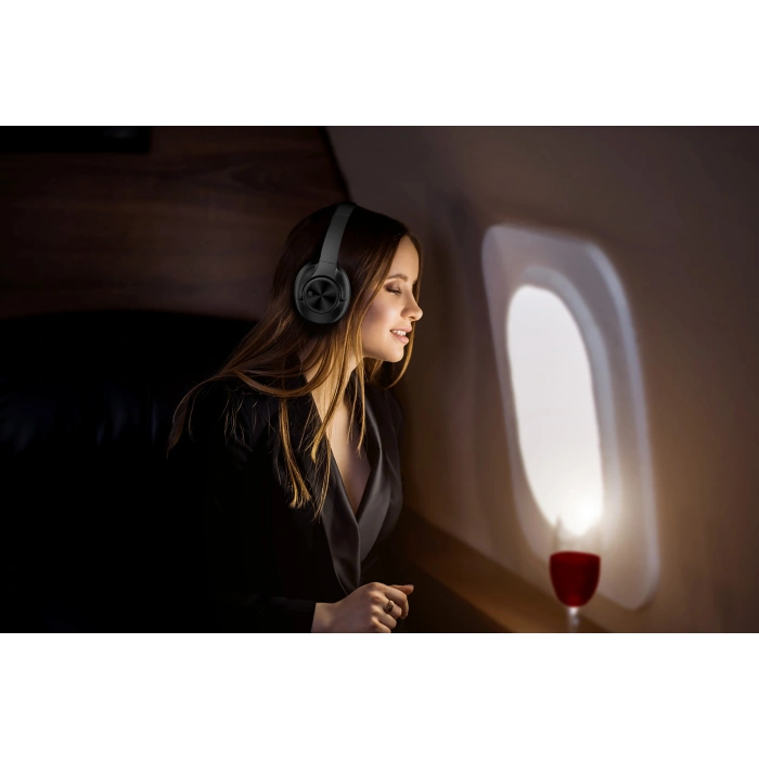 Realpower RealBuds Max Bluetooth Kulaküstü Kulaklık Siyah ANC + ENC Gürültü Önleyici Dokunmatik Kontrol HD Mikrofonlu Type-C Hızlı Şarjlı RP-RBM