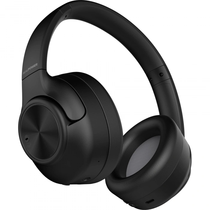 Realpower RealBuds Max Bluetooth Kulaküstü Kulaklık Siyah ANC + ENC Gürültü Önleyici Dokunmatik Kontrol HD Mikrofonlu Type-C Hızlı Şarjlı RP-RBM