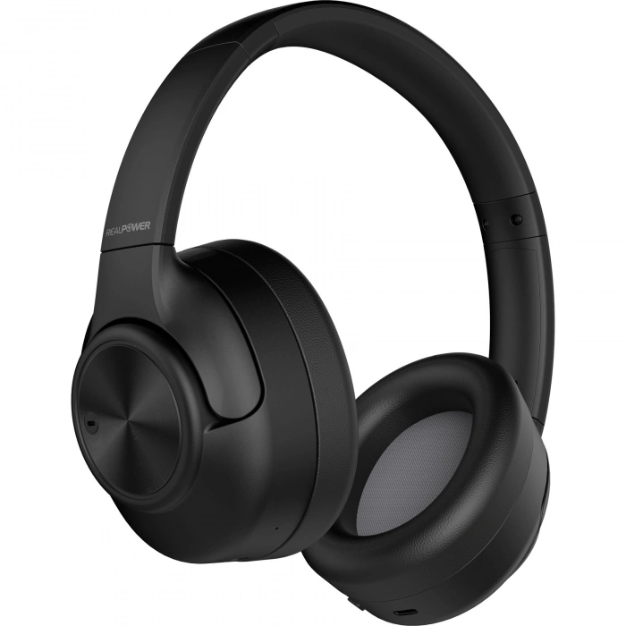 Realpower RealBuds Max Bluetooth Kulaküstü Kulaklık Siyah ANC + ENC Gürültü Önleyici Dokunmatik Kontrol HD Mikrofonlu Type-C Hızlı Şarjlı RP-RBM