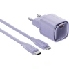 Realpower 20W GaN USB-C PD Hızlı Şarj Adaptörü Şarj Aleti ve USB-C to Lightning Hızlı Şarj Kablo Seti Mor TCS20WPU