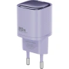 Realpower 20W GaN USB-C PD Hızlı Şarj Adaptörü Şarj Aleti ve USB-C to Lightning Hızlı Şarj Kablo Seti Mor TCS20WPU