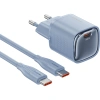 Realpower 30W GaN USB-C PD Hızlı Şarj Adaptörü Şarj Aleti ve USB-C to Lightning Hızlı Şarj Kablo Seti Mavi TCS30WBL