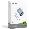 Realpower 30W GaN USB-C PD Hızlı Şarj Adaptörü Şarj Aleti ve USB-C to Lightning Hızlı Şarj Kablo Seti Mavi TCS30WBL