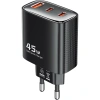 Realpower 45W GaN 3 Çıkışlı USB-C1/C2/A PD Hızlı Şarj Adaptörü Şarj Aleti ve 60W USB-C to USB-C Kablo Seti Siyah TCS45WBK