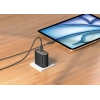 Realpower 45W GaN 3 Çıkışlı USB-C1/C2/A PD Hızlı Şarj Adaptörü Şarj Aleti ve 60W USB-C to USB-C Kablo Seti Siyah TCS45WBK