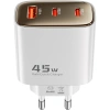Realpower 45W GaN 3 Çıkışlı USB-C1/C2/A PD Hızlı Şarj Adaptörü Şarj Aleti ve 60W USB-C to USB-C Kablo Seti Beyaz TCS45WBK