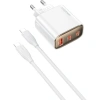 Realpower 45W GaN 3 Çıkışlı USB-C1/C2/A PD Hızlı Şarj Adaptörü Şarj Aleti ve 60W USB-C to USB-C Kablo Seti Beyaz TCS45WBK