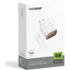 Realpower 45W GaN 3 Çıkışlı USB-C1/C2/A PD Hızlı Şarj Adaptörü Şarj Aleti ve 60W USB-C to USB-C Kablo Seti Beyaz TCS45WBK