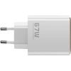 Realpower 67W GaN 3 Çıkışlı USB-C1/C2/A Dijital Göstergeli PD Hızlı Şarj Adaptörü Şarj Aleti ve 100W USB-C to USB-C Kablo Seti Beyaz TCS67WWH