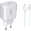 Realpower PPS 25W USB-C PD Hızlı Şarj Adaptörü Şarj Aleti ve USB-C to Lightning Hızlı Şarj Kablo Seti Beyaz TCS25WWH2