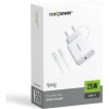 Realpower PPS 25W USB-C PD Hızlı Şarj Adaptörü Şarj Aleti ve USB-C to Lightning Hızlı Şarj Kablo Seti Beyaz TCS25WWH2
