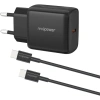 Realpower PPS 25W USB-C PD Hızlı Şarj Adaptörü Şarj Aleti ve USB-C to USB-C Hızlı Şarj Kablo Seti Siyah TCS25WBK