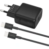 Realpower PPS 25W USB-C PD Hızlı Şarj Adaptörü Şarj Aleti ve USB-C to USB-C Hızlı Şarj Kablo Seti Siyah TCS25WBK