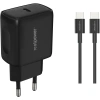 Realpower PPS 25W USB-C PD Hızlı Şarj Adaptörü Şarj Aleti ve USB-C to USB-C Hızlı Şarj Kablo Seti Siyah TCS25WBK