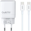 Realpower 35W GaN USB-C PD Hızlı Şarj Adaptörü Şarj Aleti ve USB-C to USB-C Hızlı Şarj Kablo Seti Beyaz TCS35WWH