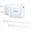 Realpower 35W GaN USB-C PD Hızlı Şarj Adaptörü Şarj Aleti ve USB-C to USB-C Hızlı Şarj Kablo Seti Beyaz TCS35WWH