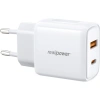 Realpower 25W PPS PD USB-C ve USB-A Çift Çıkışlı Hızlı Şarj Adaptörü Şarj Aleti Beyaz TC25WWH2