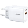 Realpower 35W GaN USB-C ve USB-A Çift Çıkışlı PD Hızlı Şarj Adaptörü Şarj Aleti Beyaz TC35WWH2