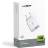 Realpower 35W GaN USB-C ve USB-A Çift Çıkışlı PD Hızlı Şarj Adaptörü Şarj Aleti Beyaz TC35WWH2