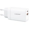 Realpower 65W GaN USB-C ve USB-A Çift Çıkışlı PD Hızlı Şarj Adaptörü Şarj Aleti Beyaz TC65WWH