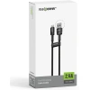 Realpower 2.4A USB-A to Lightning Örgülü Hızlı Şarj ve Data Kablosu 1 Metre Siyah CA-24AULBK