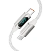 Realpower 100W USB-C to USB-C Dijital Göstergeli Örgülü Hızlı Şarj ve Data Kablosu 1 Metre Beyaz CA-100WCCWH