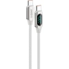 Realpower 100W USB-C to USB-C Dijital Göstergeli Örgülü Hızlı Şarj ve Data Kablosu 1 Metre Beyaz CA-100WCCWH