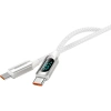 Realpower 100W USB-C to USB-C Dijital Göstergeli Örgülü Hızlı Şarj ve Data Kablosu 1 Metre Beyaz CA-100WCCWH