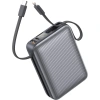 Realpower 20000mAh 22.5W Hızlı Şarj Powerbank Gri Dahili Kablolu Taşınabilir Şarj Cihazı LED Göstergeli PB20KGR