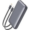 Realpower 10000mAh 22.5W Hızlı Şarj Powerbank Gri Dahili Kablolu Taşınabilir Şarj Cihazı LED Göstergeli PB10KGR2
