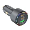 Realpower 125W USB-C1/C2/A 3 Çıkışlı PD Hızlı Araç Şarj Adaptörü ve USB-C to USB-C Kablo Seti RP-CC125W
