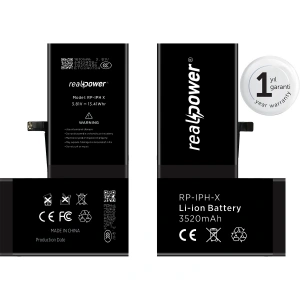 RealPower Apple Uyumlu iPhone X Yüksek Kapasiteli Batarya 3520mah