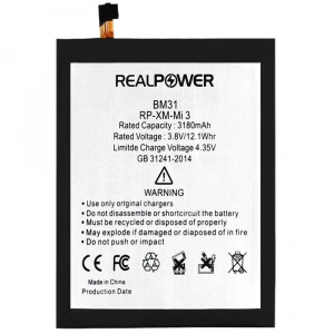 RealPower Xiaomi Uyumlu Mi 3 Batarya 3180mah