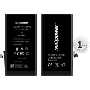 RealPower Apple Uyumlu iPhone 12 Pro Yüksek Kapasiteli Batarya 3400mah