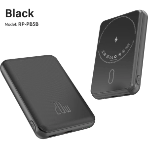 Realpower 5000mAh 20W Magsafe Taşınabilir Siyah Powerbank RP-PB5B
