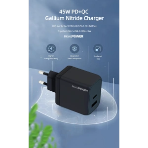 Realpower 45W GAN Beyaz Seyahat Hızlı Şarj Aleti RP-CG45W