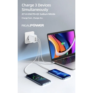 Realpower 100W GAN Seyahat Hızlı Şarj Aleti + Type-c den Type-c Kablo RP-CG100CB