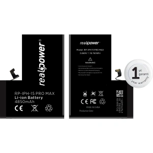 RealPower Apple Uyumlu iPhone 15 Pro Max Yüksek Kapasiteli Batarya 4850mah