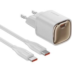 Realpower 30W GaN USB-C PD Hızlı Şarj Adaptörü Şarj Aleti ve USB-C to Lightning Hızlı Şarj Kablo Seti Beyaz TCS30WWH