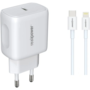Realpower PPS 25W USB-C PD Hızlı Şarj Adaptörü Şarj Aleti ve USB-C to Lightning Hızlı Şarj Kablo Seti Beyaz TCS25WWH2
