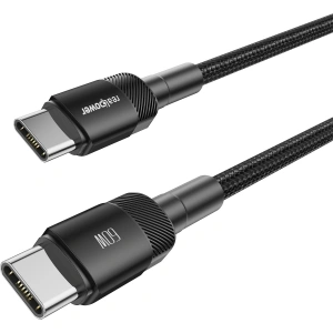 Realpower 60W USB-C to USB-C Örgülü Hızlı Şarj ve Data Kablosu 1 Metre Siyah CA-60WCCBK